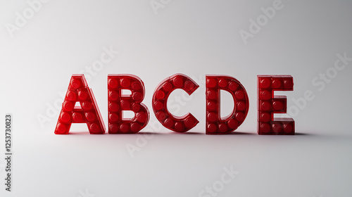  Text made of wood, plastic and scrap iron cubes 