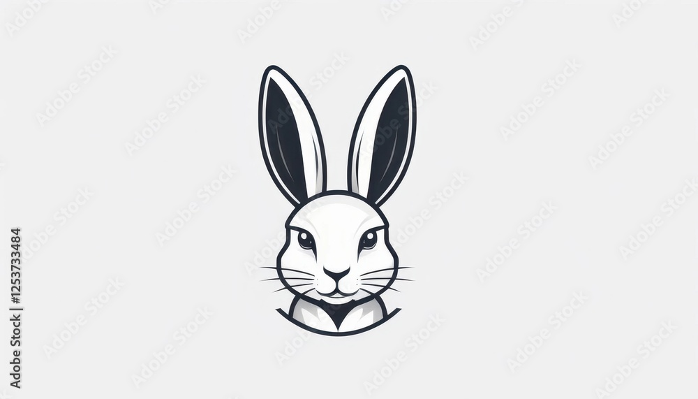 minimalist rabbit mascot logo with sleek illustration on a white background minimalist rabbit mascot logo with sleek illustration on a white background