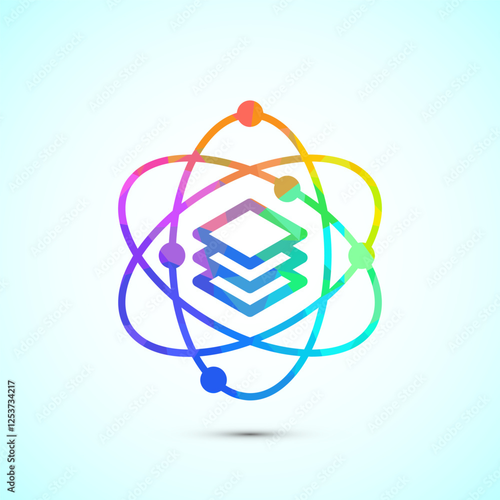 Data science icon design illustration. Big data, digital tech icon, low poly style Data science icon design illustration. Big data, digital tech icon, low poly style