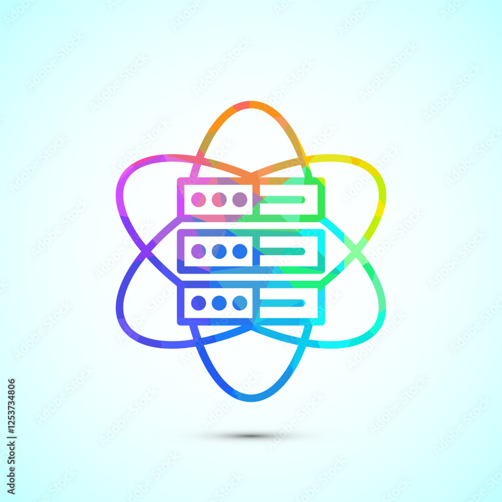 Data science icon design illustration. Big data, digital tech icon, low poly style Data science icon design illustration. Big data, digital tech icon, low poly style