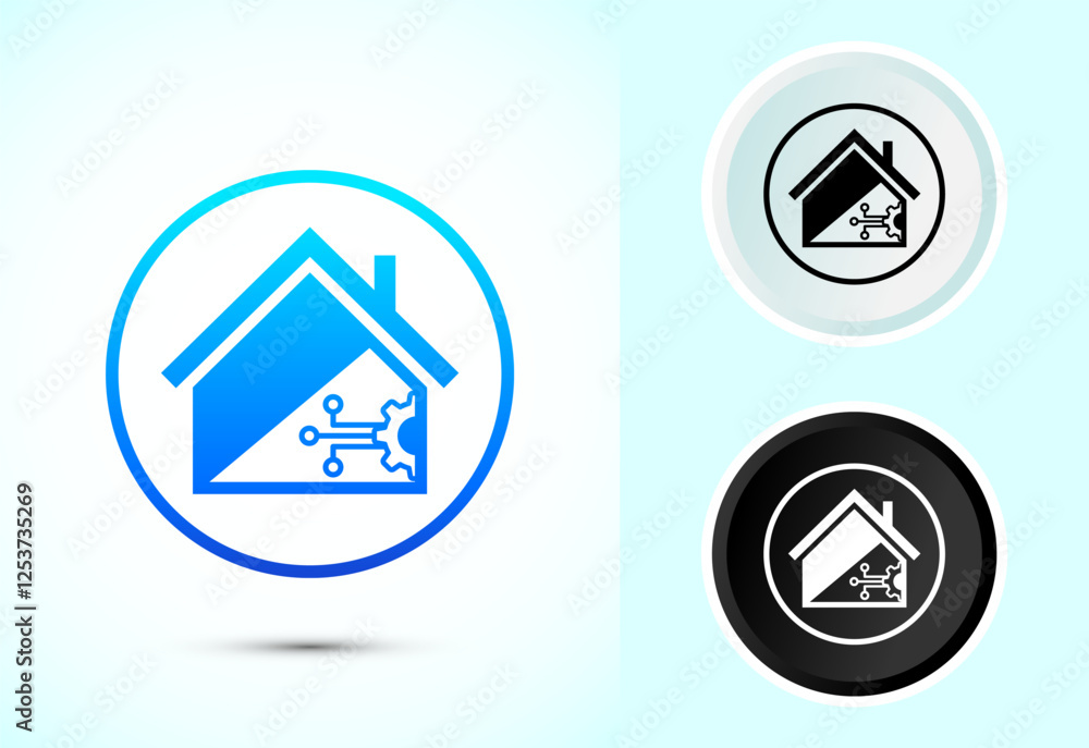 Smart house icon design illustration, Smart home technology and automation Smart house icon design illustration, Smart home technology and automation