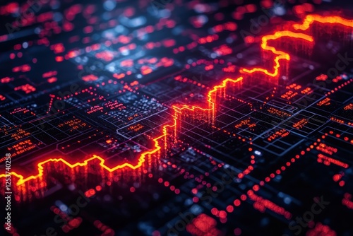 Market surge stock chart visualization digital finance high fidelity environment upward trend analysis