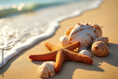 Starfish and shells on the beach
