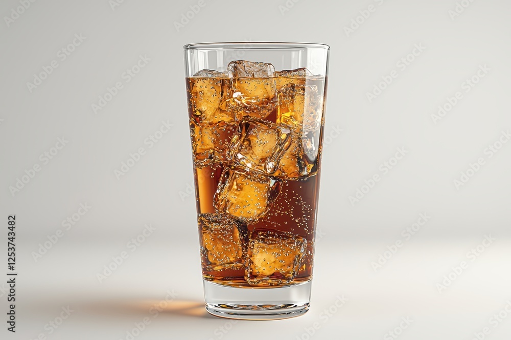 Ice-cold soda in a clear glass refreshing beverage minimalist setting high fidelity capture top-down perspective visual indulgence Ice-cold soda in a clear glass refreshing beverage minimalist setting high fidelity capture top-down perspective visual indulgence
