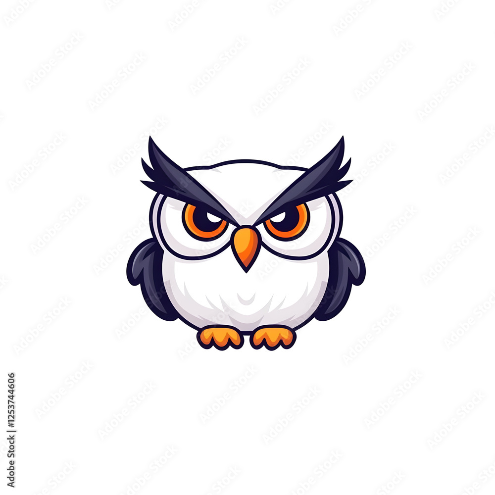 Fototapeta premium Cartoon Owl Character with Bold Colors and Intense Expression