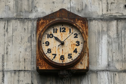 Wallpaper Mural Classic analog clock displayed on weathered concrete wall urban setting high fidelity image architectural concept Torontodigital.ca