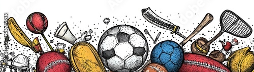 Sports Equipment Collage Background