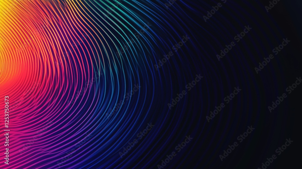 Vibrant Abstract Wave Patterns in Rainbow Gradient on Dark Background Vibrant Abstract Wave Patterns in Rainbow Gradient on Dark Background