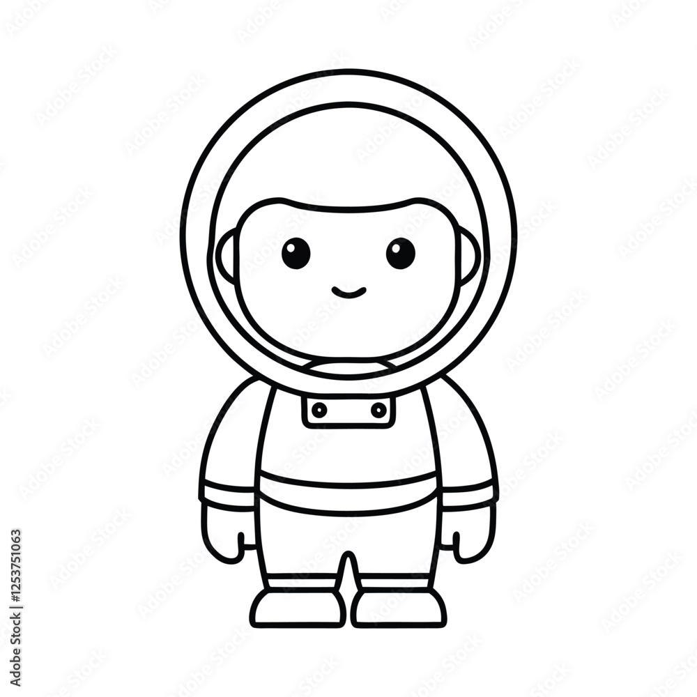 Minimal Line Art Astronaut Vector – Cute Black and White Space Character Illustration Minimal Line Art Astronaut Vector – Cute Black and White Space Character Illustration