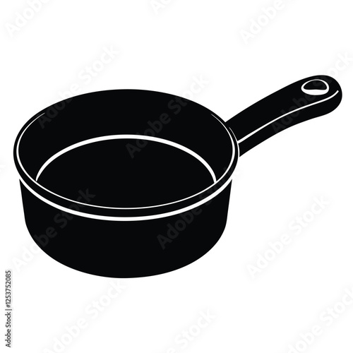 Minimalist Saucepan Vector | Black and White Cooking Pot 