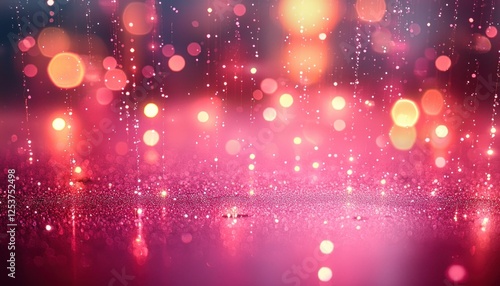 Glittering pink bokeh lights background for festive celebrations or romantic designs