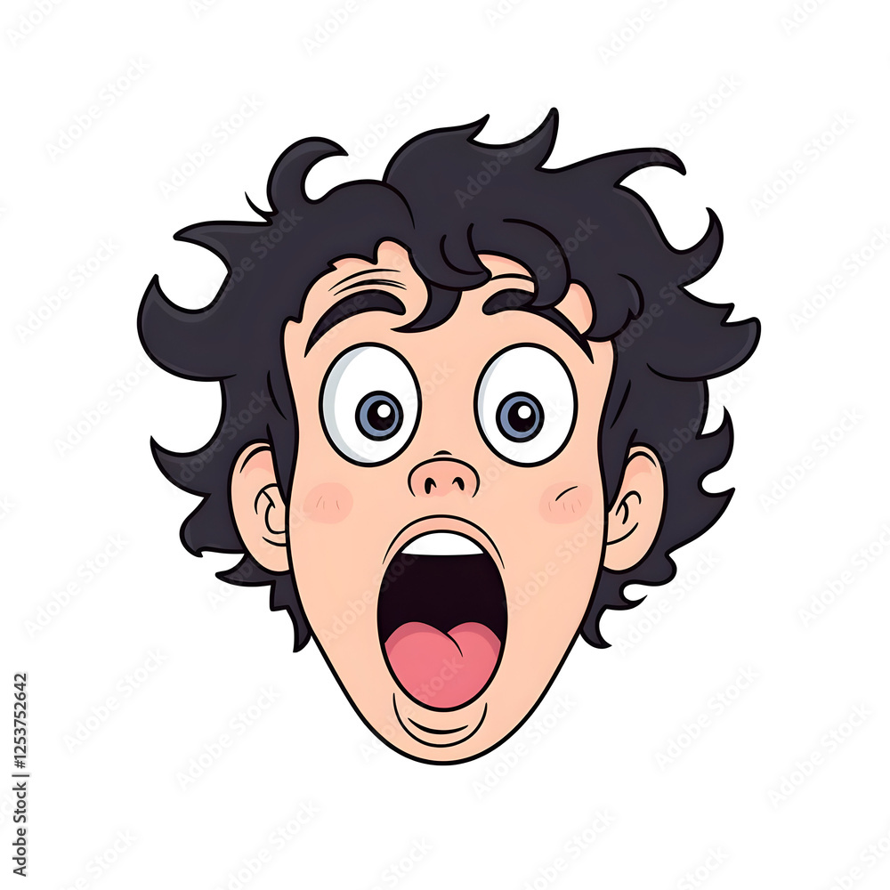 Cartoon Character with Surprised Expression in Bright Colors Cartoon Character with Surprised Expression in Bright Colors