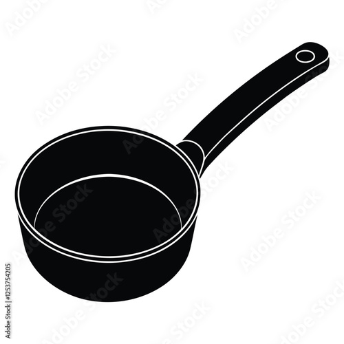 Minimalist Saucepan Vector | Black and White Cooking Pot 