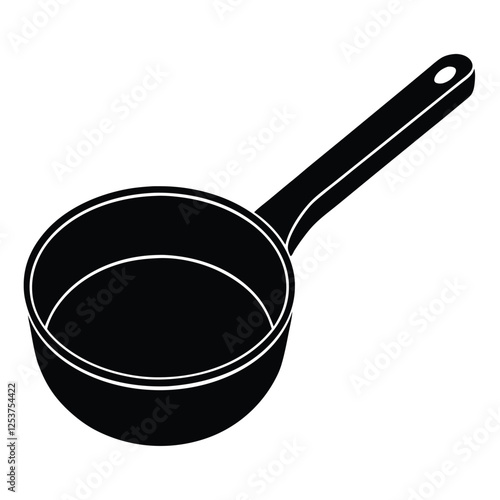 Minimalist Saucepan Vector | Black and White Cooking Pot 