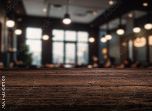 Wallpaper Mural Natural wooden counter top with empty space or product mockup. restaurant counter. Blur interior of cafe, Coffee shop or restaraunt. Products display cafe or bar. product placement Torontodigital.ca