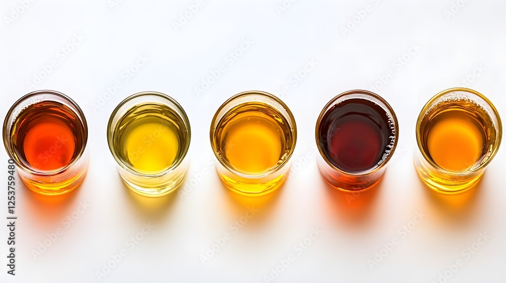 Variety of Colored Drinks in Glasses on a White Background Variety of Colored Drinks in Glasses on a White Background