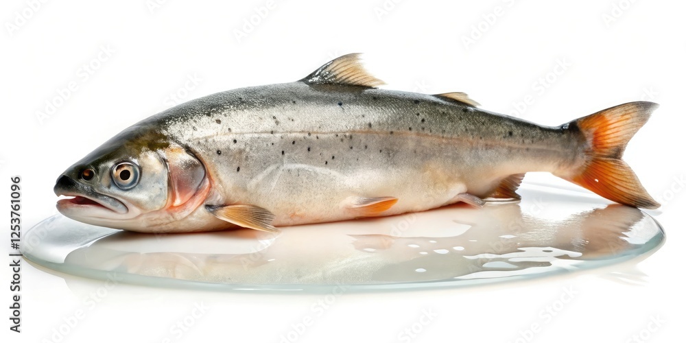 A large puddle of slime on a white background with a small salmon fish at the center and slime dripping from it, nature, salmon A large puddle of slime on a white background with a small salmon fish at the center and slime dripping from it, nature, salmon