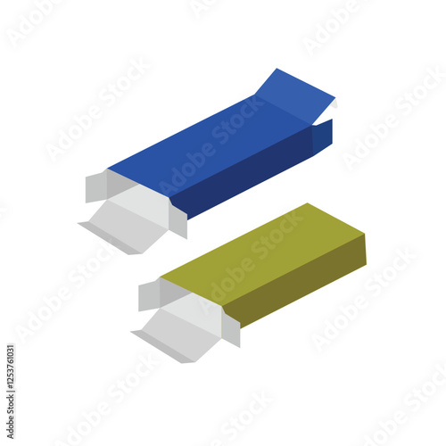 Rivers tuck end Box template, With 3D Box, Vector File
