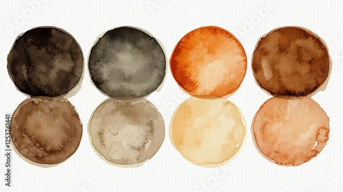 Collection of Watercolor Circles in Earthy Tones with Soft Textures and Minimalist Design photo