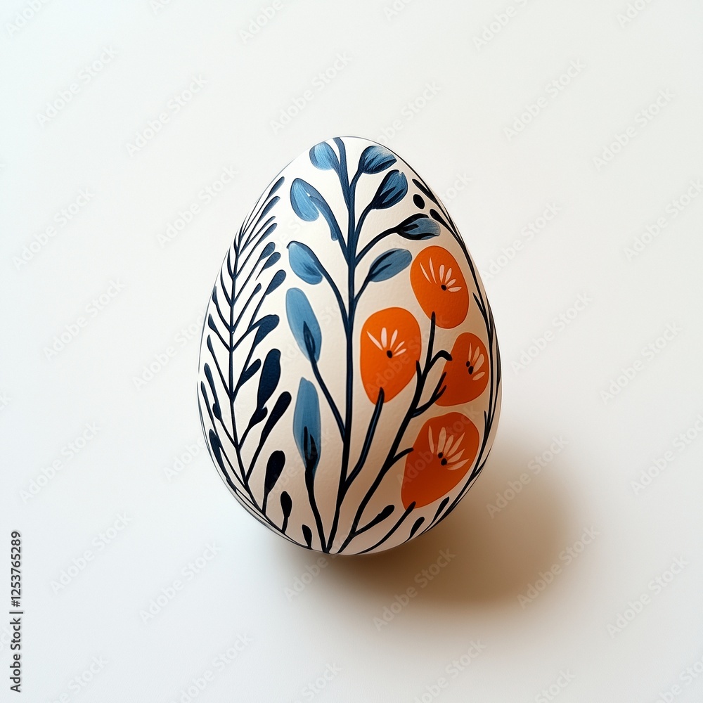 Fototapeta premium Easter egg with floral minimalist design