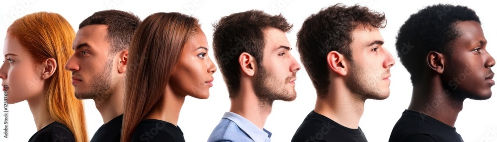 Fototapeta premium Diverse people profile view, unity