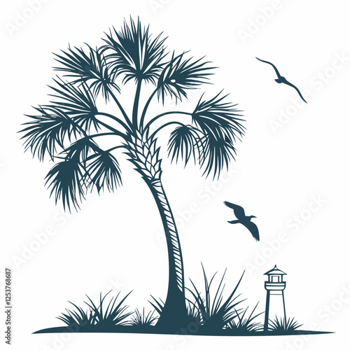 Creative tree icon Thatch Palm  vector illustration
