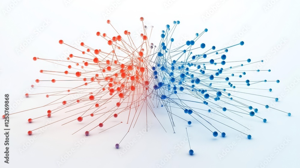 Abstract visualization of data connections in red and blue colors. Abstract visualization of data connections in red and blue colors.