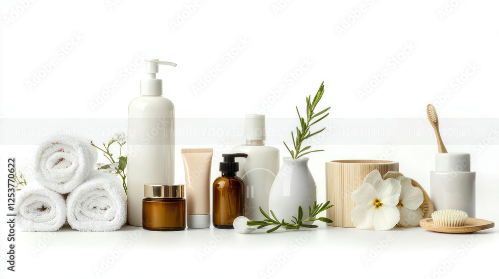 Spa Products Display On White Background Spa Products Display On White Background