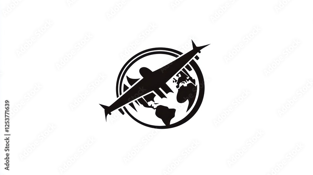 Global Airplane Travel, World Map Background, Icon Global Airplane Travel, World Map Background, Icon