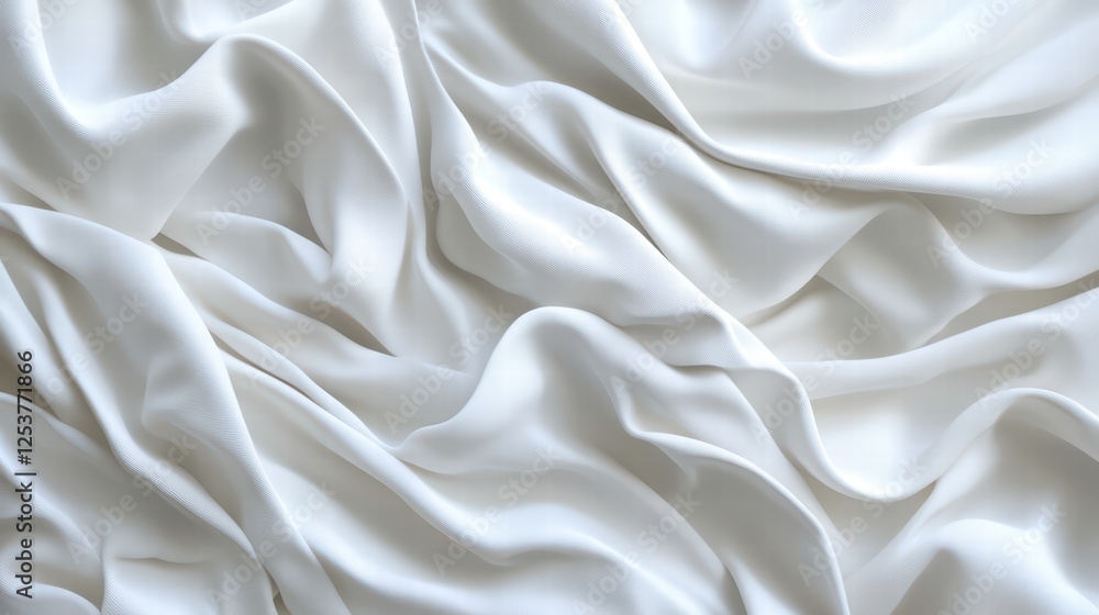 Soft White Fabric Texture with Gentle Curves and Flowing Drapery Soft White Fabric Texture with Gentle Curves and Flowing Drapery