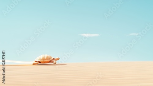 Rapidly sprinting tortoise leaving a streak of light in the desert quirky and dynamic representation of breaking stereotypes and pushing limits photo