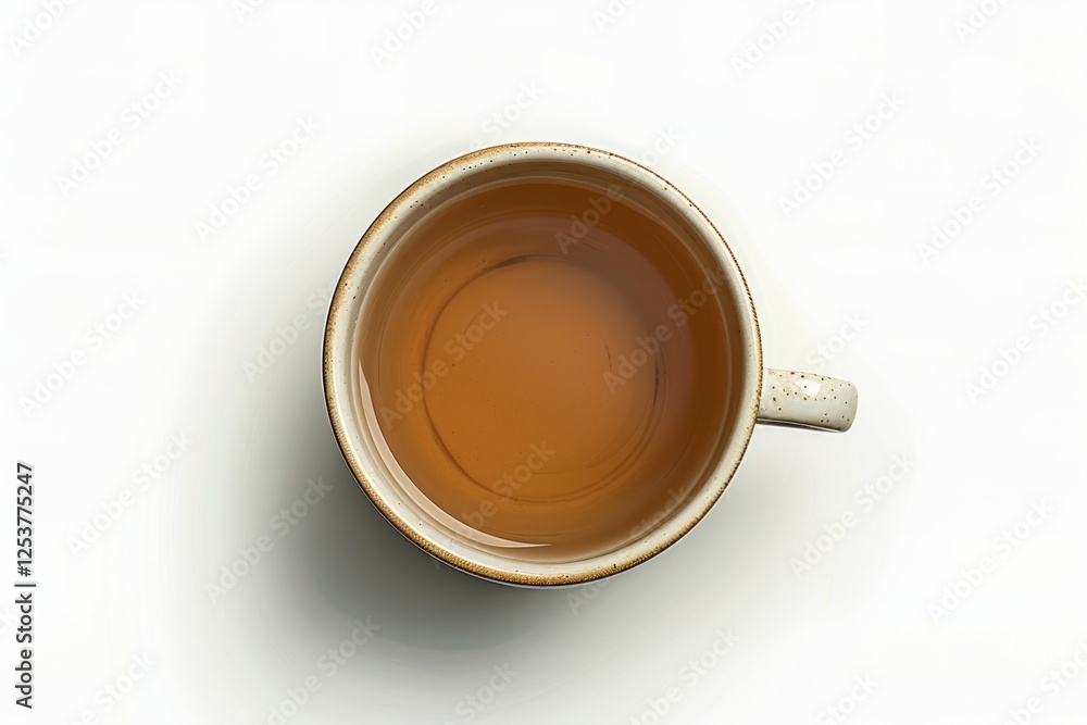 Overhead view of tea cup on white background. Neural network AI generated Overhead view of tea cup on white background. Neural network AI generated