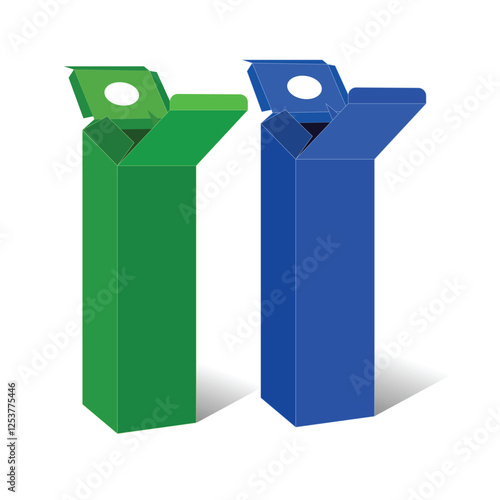 Rivers tuck end Box template, With 3D Box,Size 3x3x12 in, Vector File