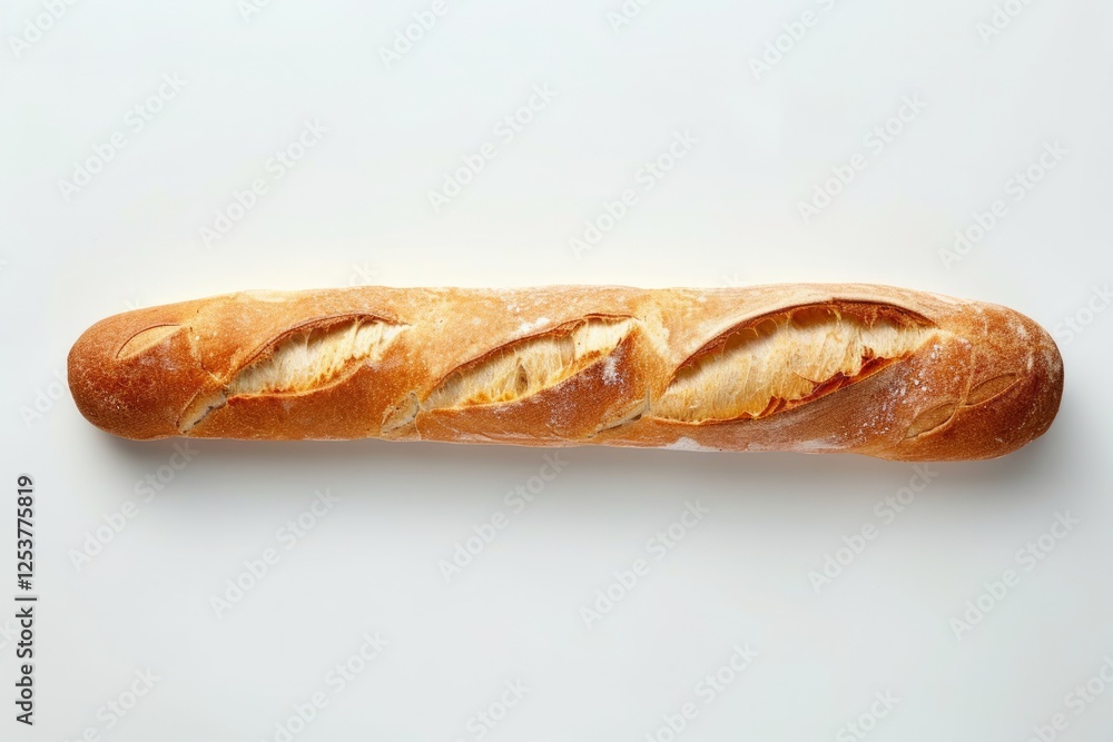 Crusty baguette on white background. Neural network AI generated Crusty baguette on white background. Neural network AI generated