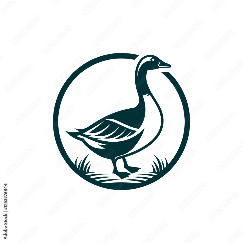 Obraz premium goose silhouette logo vector line art logo design