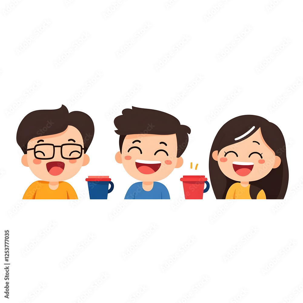 Joyful Friends Enjoying Snacks and Drinks at a Fun Gathering Joyful Friends Enjoying Snacks and Drinks at a Fun Gathering