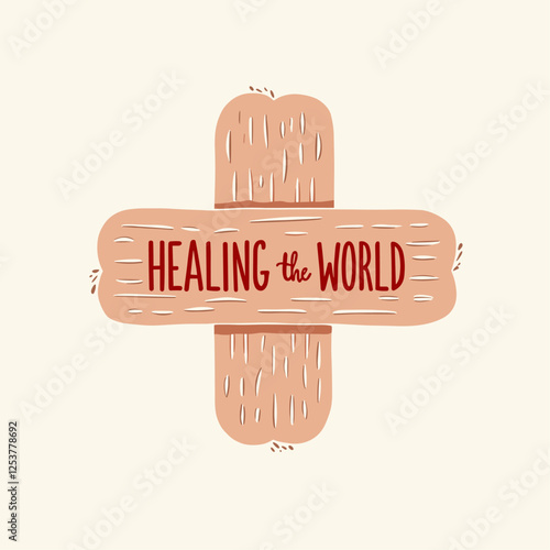 Vector Bandage with Red Cross: Healing the World with Compassion
