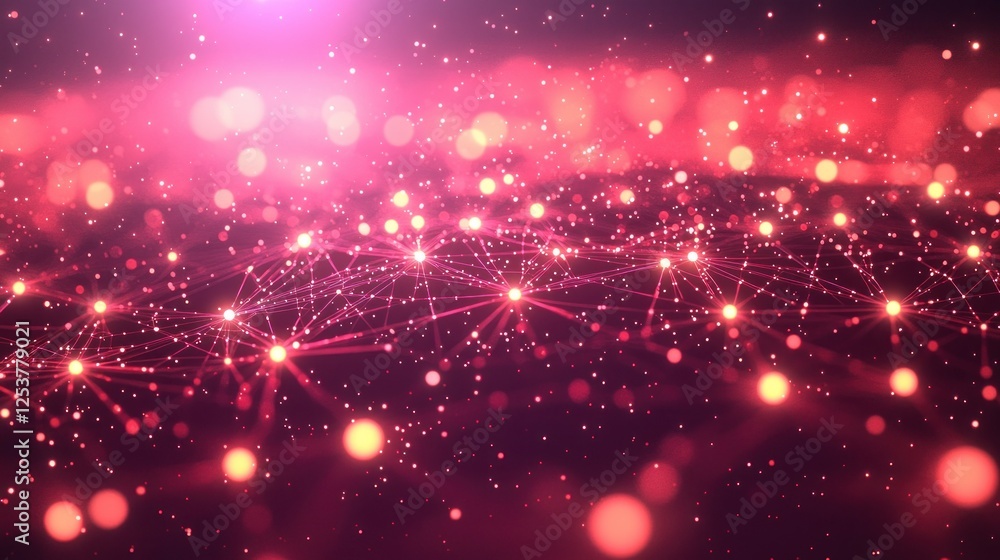 Obraz premium Pink Network Connections Abstract Background