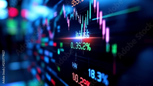 Blue glowing stock market trading graph financial data analysis