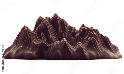 Chocolate mountain range, studio shot, white background, dessert concept