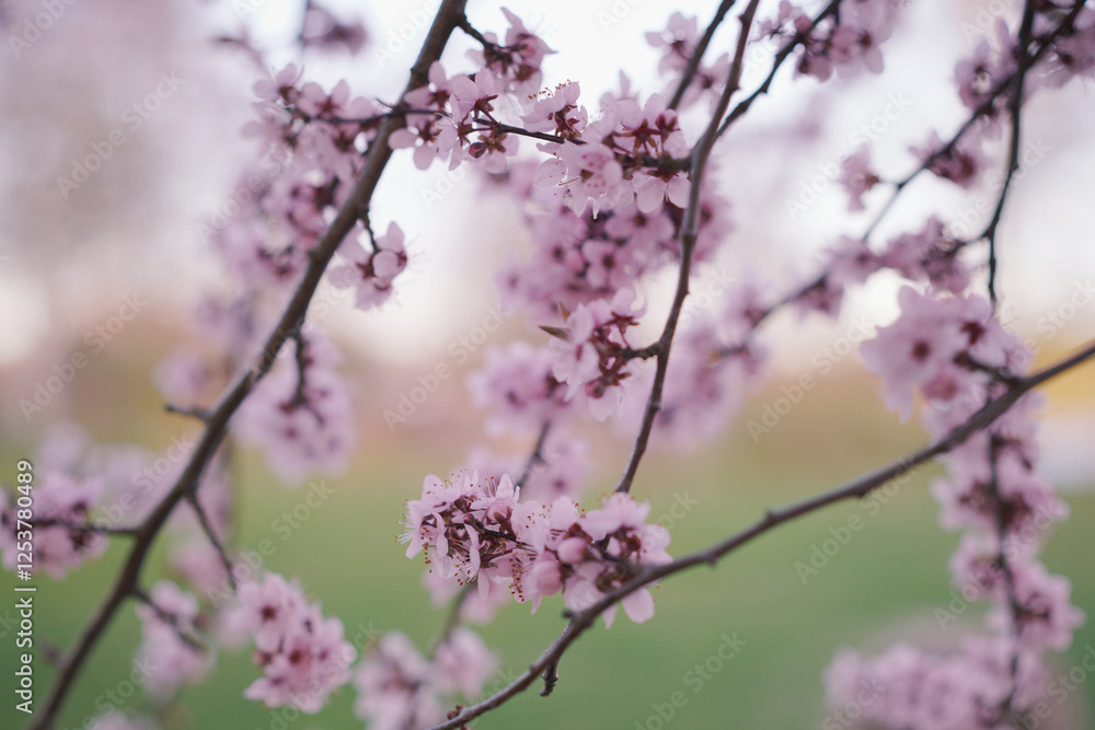 pink sakura flowers close up