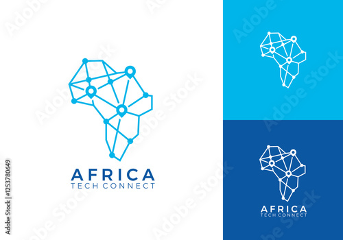africa pin tech digital connection logo design graphic