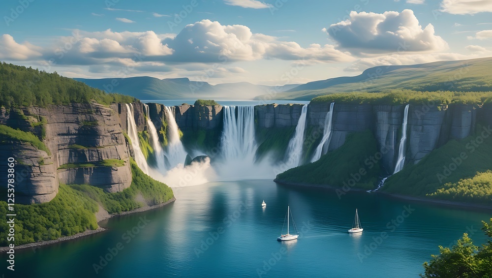 Fototapeta premium Waterfalls over the clouds