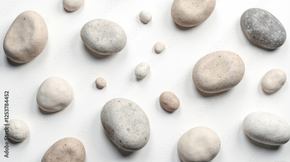 Smooth stones arranged on a neutral background in a visually appealing pattern Smooth stones arranged on a neutral background in a visually appealing pattern