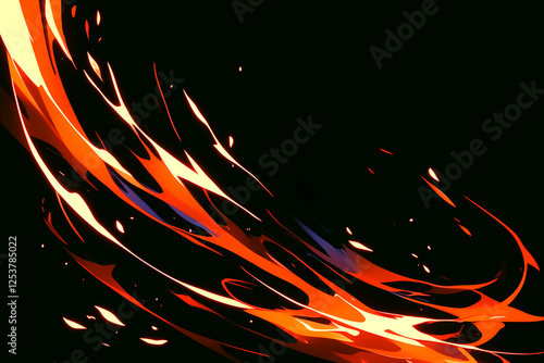 暗闇に輝く炎のエフェクトがあるコミック風の背景