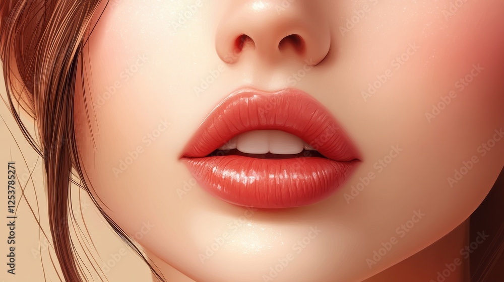 Fototapeta premium skin care for the beautiful woman s face woman portrait with plump lips and long eyelashes cosmetics for facial treatments and manicures on hands face lif