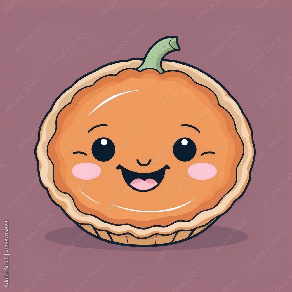 Obraz premium Cute adorable cartoon kawaii delicious food with face and pastel color background illustration texture design.
