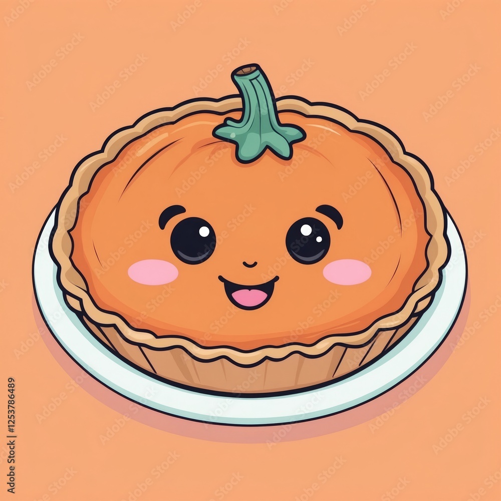 Obraz premium Cute adorable cartoon kawaii delicious food with face and pastel color background illustration texture design.