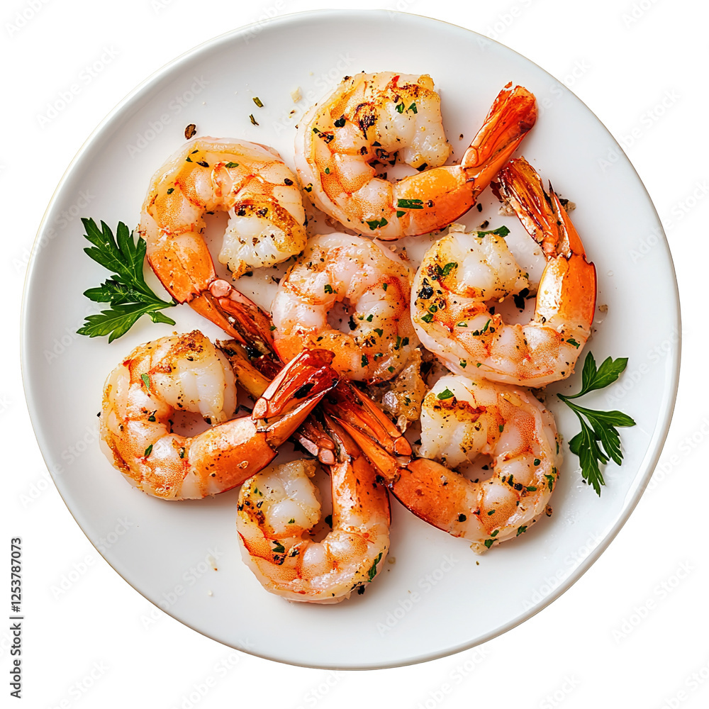 Photorealistic Side View of Gourmet Grilled Seafood Platter with Golden Brown Shrimp Photorealistic Side View of Gourmet Grilled Seafood Platter with Golden Brown Shrimp