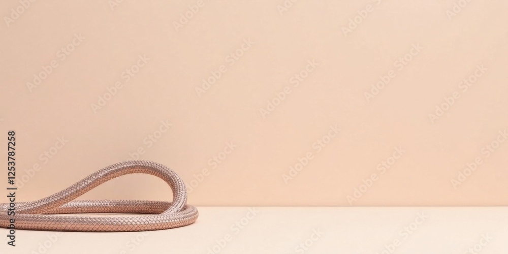 Naklejka premium Elegant Rose Gold Cord on Neutral Background, Minimalist Product Photography Concept